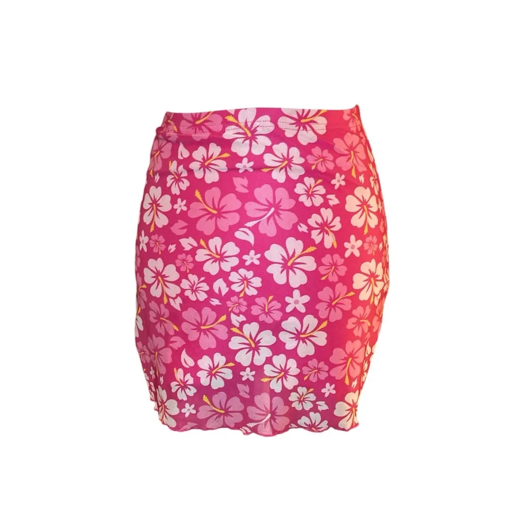 Hawaiian floral mini skirt - Picture 3 of 6